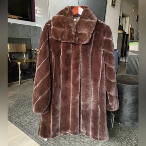 Jones New York faux fur swing coat (M)